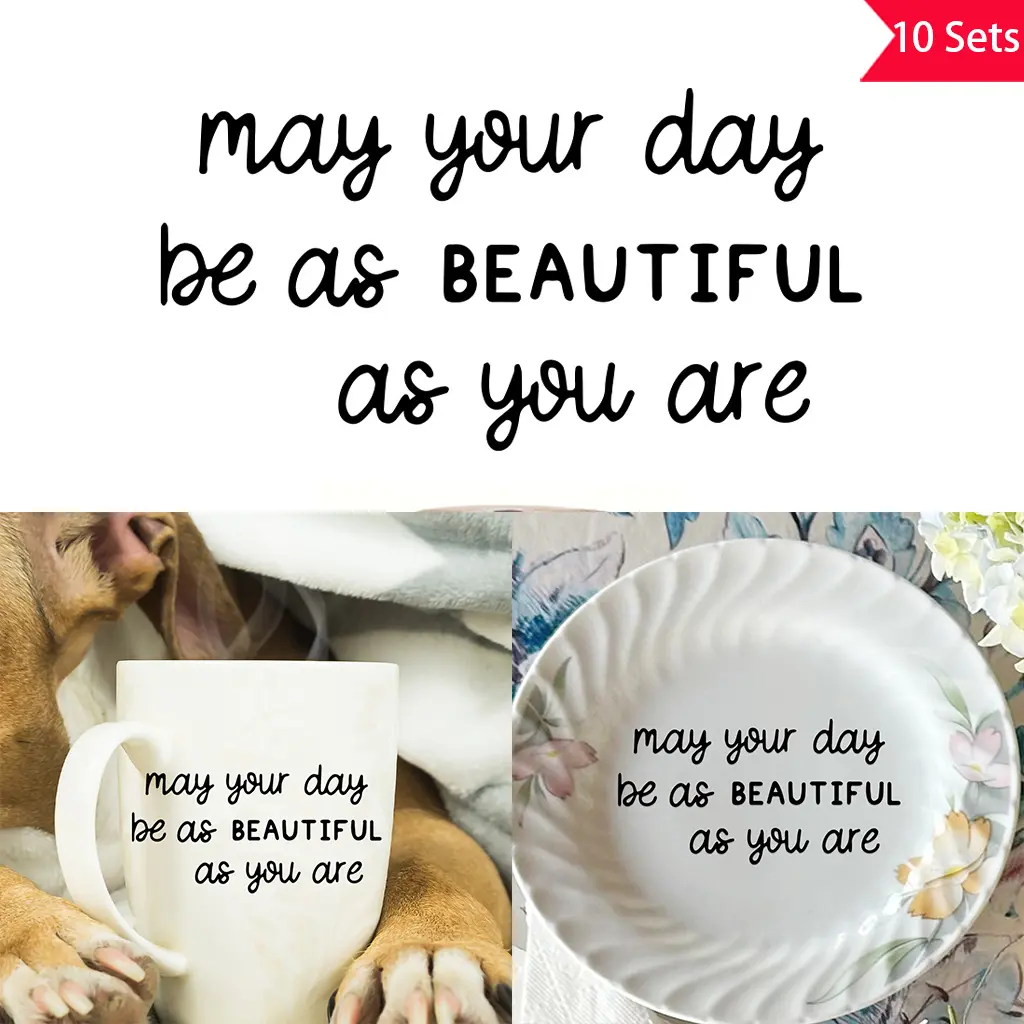 10 Sets May every day be as beautiful as you Blessing Wishes Transfer Crystal Label UV DFTF Sticker Suitable for decorating water bottles, computers, notebooks, etc. Self-adhesive waterproof creative DIY sticker