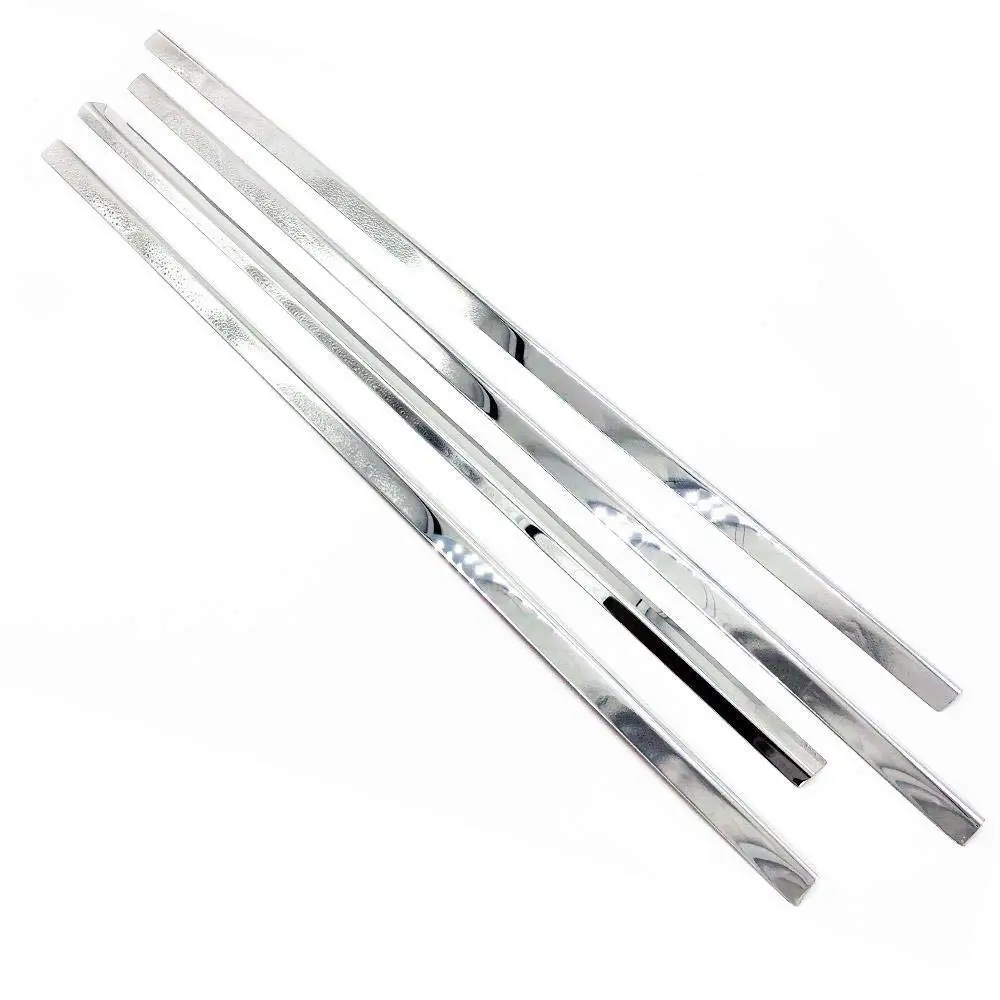 304 Polished Stainless Steel Chrome Tape-On Window Molding Sill Overlay Deco Trim for 2019-2024 RAM 1500, Vehicle-Specific, Tool-Free, Enhances Vehicle's Exterior
