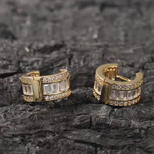 UJ Hip Hop Fashion Trend 3A+ Zircon Earrings Rap Accessories For Man&Women Studearrings High Quality Brass & Zircon Jewelry, Studs Earrings, Artificial Zirconia Earrings