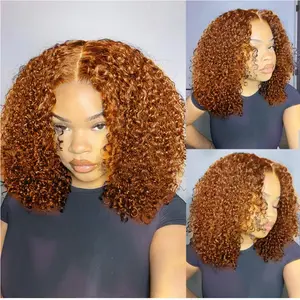 Hot Star Ginger Colored 6x5 Glueless Ready To Wear Big Curly HD Lace Wigs P4/27 Highlight T1B/4 Ombre Brown P1B/30 and 99J Burgundy Colored Human Hair Natural Black Kinky Curly Wigs