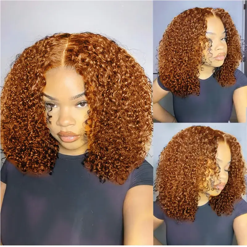 Hot Star Ginger Colored 6x5 Glueless Ready To Wear Big Curly HD Lace Wigs P4/27 Highlight T1B/4 Ombre Brown P1B/30 and 99J Burgundy Colored Human Hair Natural Black Kinky Curly Wigs