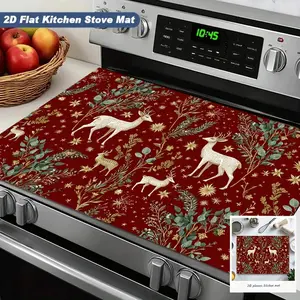 1pc Reindeer Christmas Oven Mat, High Temperature Resistant Anti-Slip Kitchen Counter Pad, Decorative Dining Table Mat