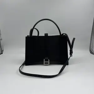 Pre-owned Balenciga Balenciaga Black Silver Hourglass Handbag hz51547