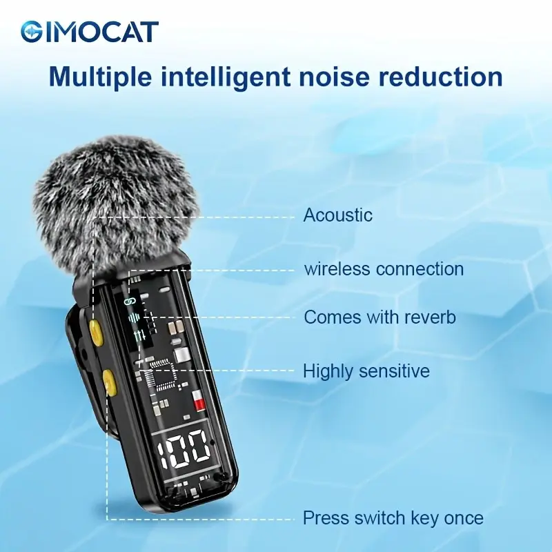 Mini Microphone for iPhone Android Camera Utsund LED Display Wireless Lavalier Microphone for Video Recording Clip On Lapel Lav Mics with Noise Reduction for Interview Vlog YouTube TikTokstocking Stuffers Gifts Karaoke Podcasting