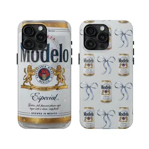 Modelo Especial Can Phone Case – Mexican Lager Beer Inspired Cover - Modelo Coquette Phone Case – Blue Bow & Beer Can Aesthetic Cover - Phone Cover for iPhone 7-17 Pro Max / for Samsung S21-S25 Ultra