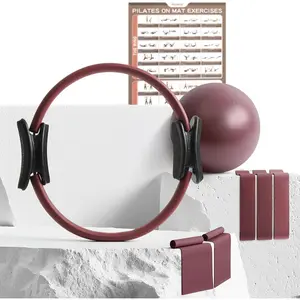 Pilates Kit,  Pilates Ring with 1x Core Ball, 3X Resistant Loops and 2X Flex Bands, Home Pilates Equipment Set and Mat Pilates Essential Kit