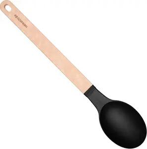 Gourmet Series Kitchen Utensil, Medium Spoon, Natural+Black Nylon Steel