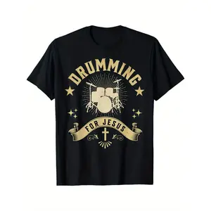 BDHJYDB Best Drumming Art For Men Women Drummer Drum Drumming Jesus T-Shirt