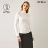Women's OGL ProWarm Thermal Ruched-Sides Tuckable Mockneck Shirt - Elegant Minimalist ProWarm Knit, Casual Basic Shirts, Pro Women Clothing (41F-59F), tiktokshopstockup Teacher Bae Outfit