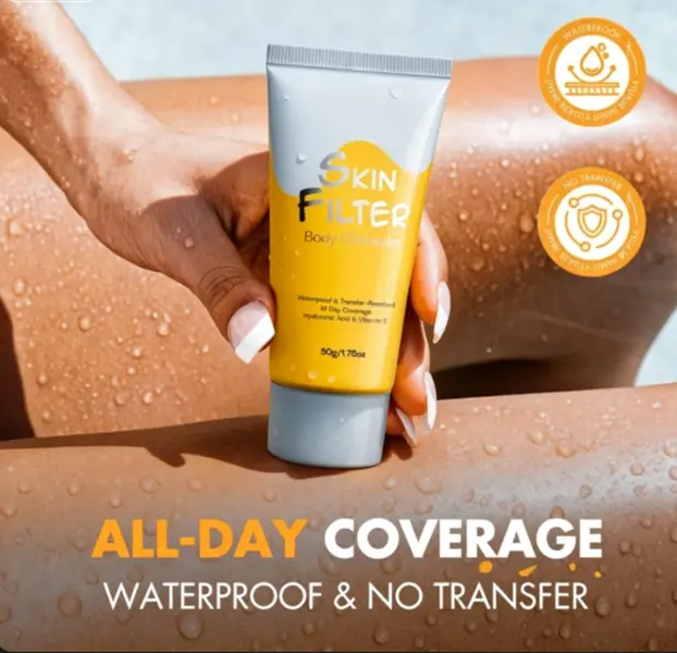 Skin Filter Body Concealer, Waterproof & Transfer-Resistant, All Day Coverage, Hyaluronic Acid & Vitamin E, Flawless Makeup for Scars, Spots, Veins,50g Smooth Daily