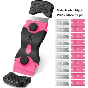Multipurpose Durable Scraper Tools, Ideal Double-edged Design Scraper Removal Tool with 20 Extra Blades, Suitable for Cleaning, Removing Paint, Stickers, Adhesives, Labels and Residues