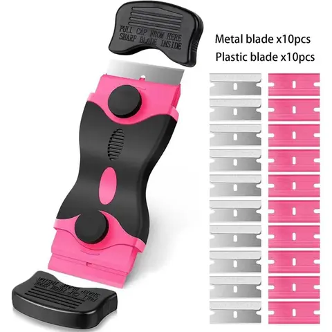 Multipurpose Durable Scraper Tools, Tough Scraper, Ideal Double-edged Design Scraper Removal Tool with 20 Extra Blades, Suitable for Cleaning, Removing Paint, Stickers, Adhesives, Labels and Residues