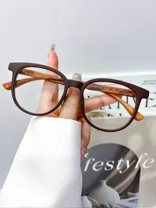 Fashion Retro Tr Oval Glasses, Trendy Casual Frames, High-Quality Simple Versatile Daily Casual Wear Decorative Eyewear for Men & Women, Lightweight Durable Glasses