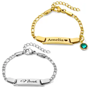 JEXIVA Personalized Baby Name ID Bracelet/Anklet Custom Engraved Stainless Steel Jewelry for Babies Toddlers Kids Gold or Silver Adjustable Chain Non Tarnish Gift for Newborn Baptism Birthday
