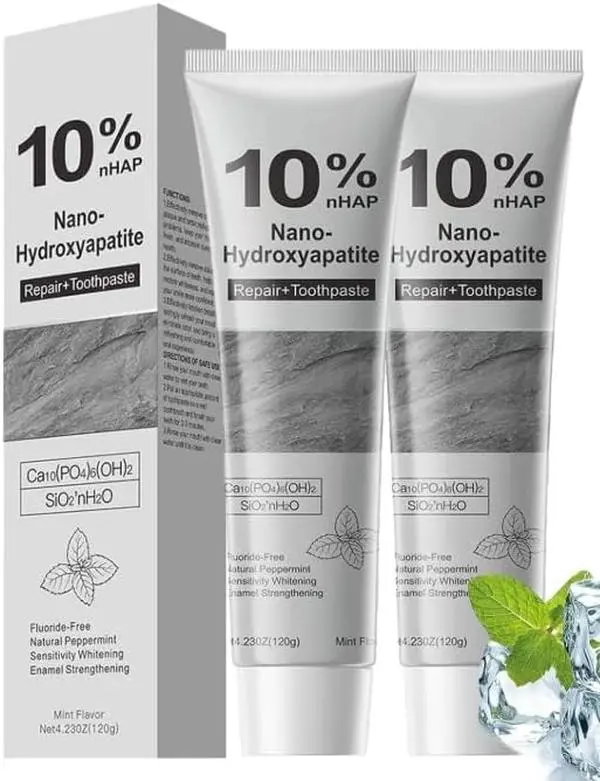 2Pcs 10% Hydroxyapatite Toothpaste,Nano-Hydroxyapatite Toothpaste for Advanced Enamel Protection,Fluoride Free Toothpaste Whitening Teeth,Fresh Breath, Daily Use for Oral Health 4.23 oz