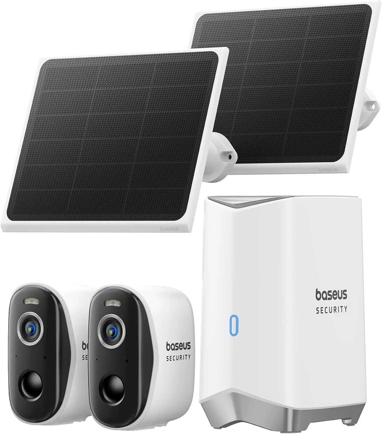 Baseus Solar Security Cameras Wireless Outdoor, N1 2-Cam Kit with Solar Panel 3W, 2K Color Night Vision Camera for Home Security, Solar-Powered, IP67, No Monthly Fee, 16TB Expandable Local Storage
