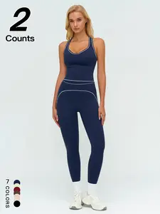 Women's Quick-Dry Colorblock Sports Bra Tank Top, High-Waisted Vintage Straight Leg Pants, Outdoor Fitness Yoga Casual Sportswear Set, Yoga Clothes Set, Yoga Outfits, Workout Casual Wear