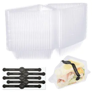 200 Pcs Cake Slice Containers with Lids Clear Plastic Hinged Cheesecake Containers Individual Disposable Triangle Cake Boxes for Pie Slice Cheesecake, Tres Leches, Flan, Desserts