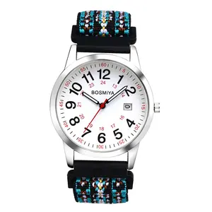 OIDEA Stretch Band Watch for Men Women, Easy Reader Big Number Calendar Watch with 24 Hour Dial, Elastic Woven Quartz Analog Wrist Watch summerwins,summerwins