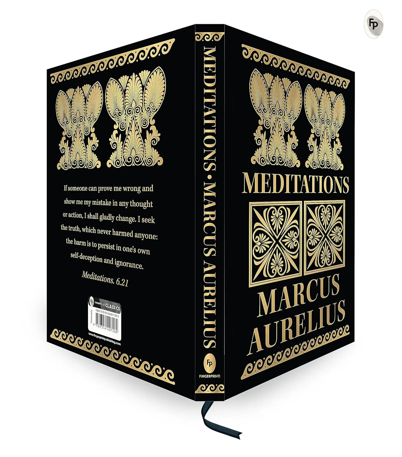 Meditations by Marcus Aurelius - Classic Philosophy Book with Gold Embossed Design and Inspirational Quotes