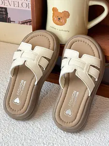 2026 Summer New Children Colorblock Slip-On Sandals, Slippers, H Shaped Slippers, H Type Hollow Heart Print Design, Soft Non-Slip Cool Footwear for Kids