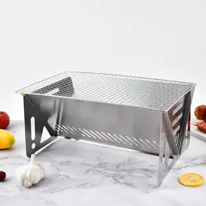Outdoor Camping Foldable Stainless Steel Grill, Portable Mini BBQ Fire Pit, Convenient Carry-Anywhere Campfire Stove