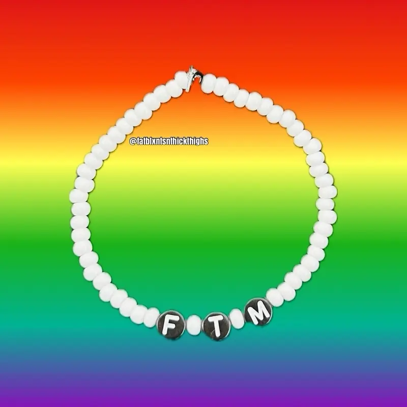 Inverted Monochrome Identity Pride Seed Bead Bracelet with MTF FTM ENBY Options for Personalized Style