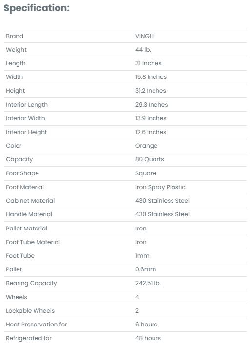 [TOP RATED - FLASH SALE] 80 Quart Portable Outdoor Patio Rolling Cooler Cart Orange