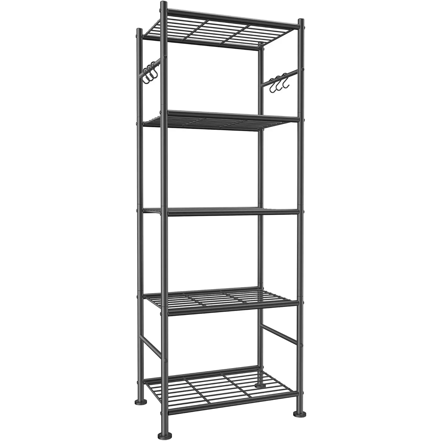 Shelves - 5-Tier Large Capacity Shelf Organizer with,-Duty Shelving with Leveling Feet, Wobble-Free Rack for Bedroom, Balcony,, 18.1"*12.4"*56.8", Black