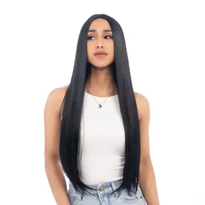27-Inch Solid Black Straight Synthetic Wig | 【Heat Resistant】【Cap Included】 | #21 FSGB