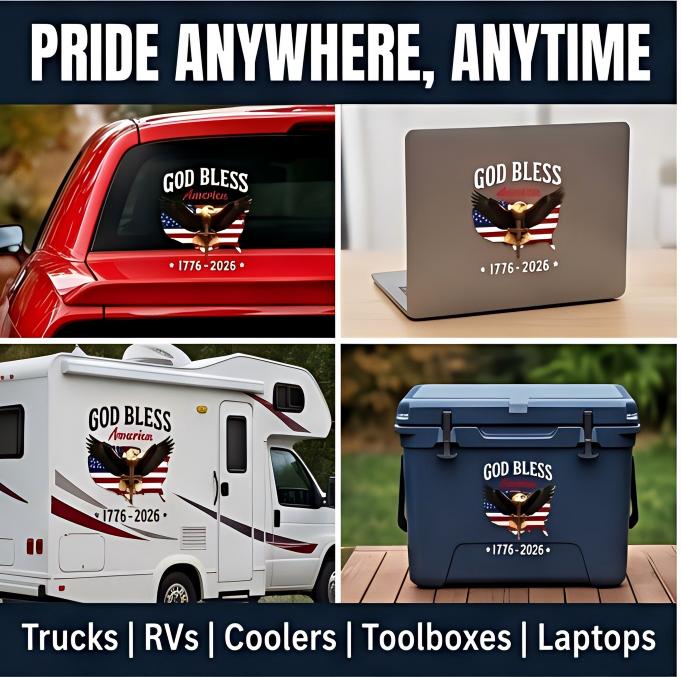 USA 250th Anniversary Car Decal 1776-2026, God Bless America Sticker with Bald Eagle, Cross & Flag, Waterproof Vinyl for Trucks, RVs, Laptops, 3 Sizes (6"/8"/12"), 2026 Sestercentennial Commemorative Veteran Gift, Patriotic Window Sticker summerwins USA 250th Anniversary Car Decal 1776-2026, God Bless America Sticker with Bald Eagle, Cross & Flag, Waterproof Vinyl for Trucks, RVs, Laptops, 3 Sizes (6"/8"/12"), 2026 Sestercentennial Commemorative Veteran Gift, Patriotic Window Sticker summerwins