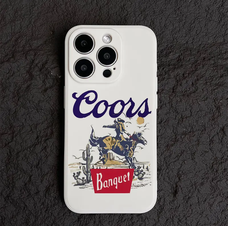 Coors Heritage Rodeo Cowboy Beer Lover Pattern Aesthetic Phone Cases For iphone 16 15 14 13 12 11 X XS PRO PLUS MAX Funny Trendy Tough Fashion Soft Silicone TPU With flannel Gift Shockproof Full Protection Anti-Drop High-quality Phone Cases Shell Cover, C