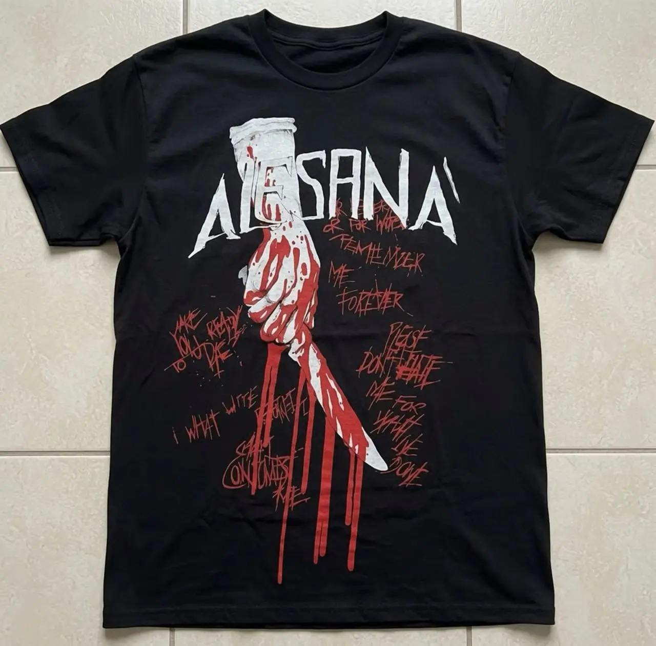 Alesana Bloody Knife Band T-shirt, Short Sleeve Crew Neck T-Shirt, Pull On, Casual