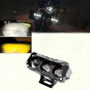 FCCEMC Motorcycle LED Spotlight Dual Color Hi/Low Beam Fog Lamps Automotive for Car Trucks SUV UTV 12V-36V Mini Lens Headlight Driving Light Motorcycle LED Lights