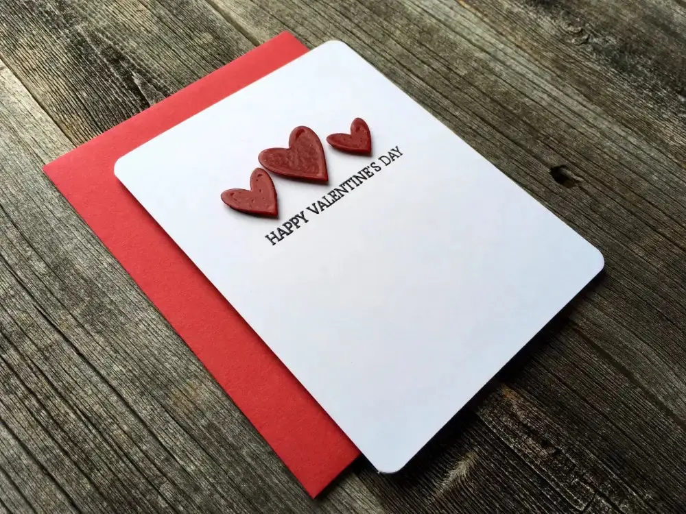 Handmade Valentine's Day Card, Heart Trio