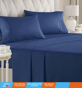Twin XL 4 Piece Sheet Set - Breathable & Cooling Bed Sheets - Hotel Luxury Bed Sheets for Women, Men, Kids & Teens - Bedding w/ Deep Pockets & Easy Fit - Soft & Wrinkle Free - Twin XL Navy Blue Sheets