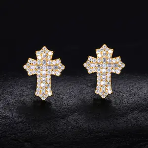 S925 sterling silver moissanite earrings, stylish square cross-stitch design, versatile everyday earrings, and a touch of understated luxury gift.