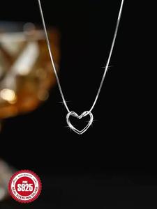 s925 sterling silver twisted heart design pendant necklace for women & girls, fashion jewelry for party, daily decor, trendy all-match & exquisite jewelry for birthday gift