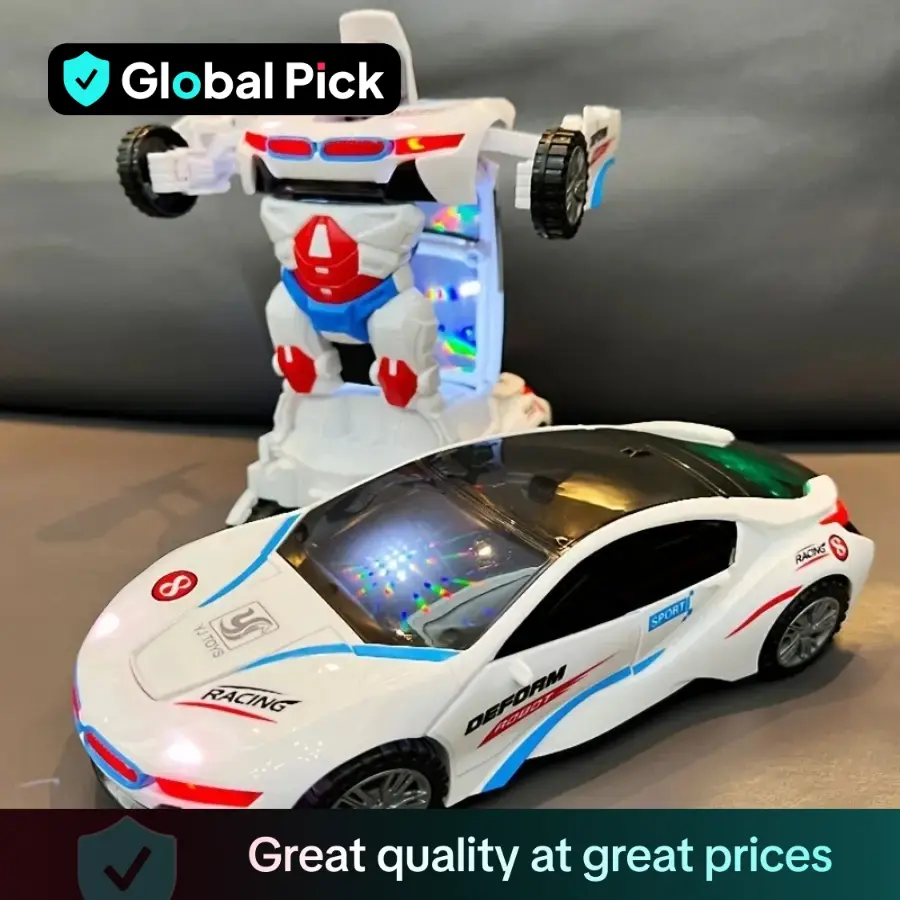 Automatic Deformation Robot Car Toy, 1 Count Transform Car Toy, Automatic Universal Avoid Obstacles Car Toy with Lights and Music, Birthday Gift