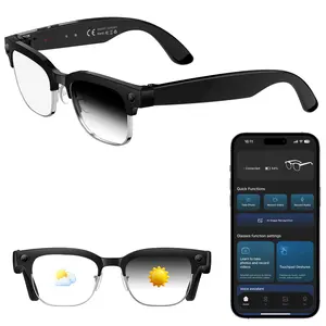 Smart Glasses – 8MP Camera 4K Photo & 1080P HD Video, Real-Time Translation, Bluetooth Calling, Open-Ear Audio, Dual-Mic Noise Cancelling, Voice Assistant, IP66 Half-Frame Blue Light Blocking for Men Women