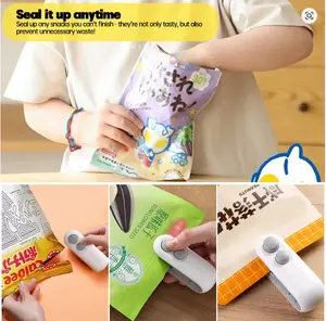 Portable Mini Heat Bag Sealing Machine Package Sealer Bags For Snacks Plastic Bag Heat Sealer Clip USB Rechargable Sealer