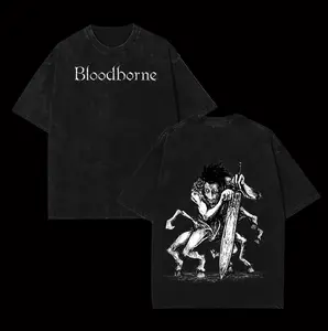 T-shirt featuring a dual graphic inspired by Ludwig from Bloodborne. Dark-toned design with a gritty, gothic streetwear edge. Comfortable unisex fit, easy to style for everyday wear—perfect for fans who prefer a clean yet bold gaming aesthetic.