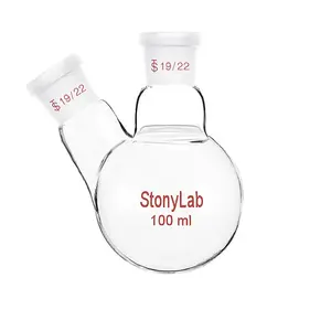 2 Neck Round Bottom Flask, 19/22 Center/Side Joint, 50-500 ml