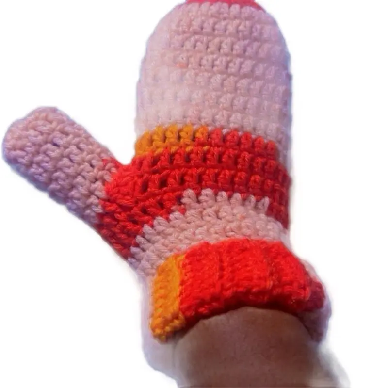 Crochet Winter Gloves - Colorful Striped Design for Cozy Hands