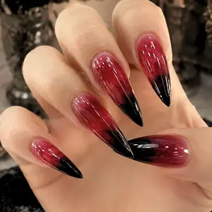 Black 3D Snake Stiletto Press On Nails - Gothic, Y2K Manicure Set 3