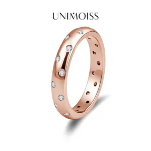 UniMoiss Moissanite Starry Sky Eternity Ring Silver-Plated Wedding Engagement Anniversary Valentine's Day Birthday Gift Daily Wear Jewelry