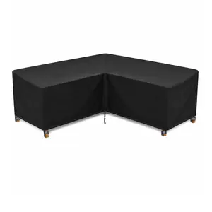 V-shaped Outdoor Furniture Cover, suitable for V-shaped sofas in outdoor, patio, balcony, and other settings. Equipped with windproof buckles and a drawstring, it effectively resists harsh wind and rain, and keeps out bird droppings, dust, and leaves.