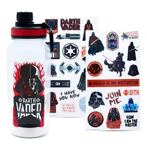 Star Wars Darth Vader Twist Spout Water Bottle and Sticker Set | Holds 32 Ounces