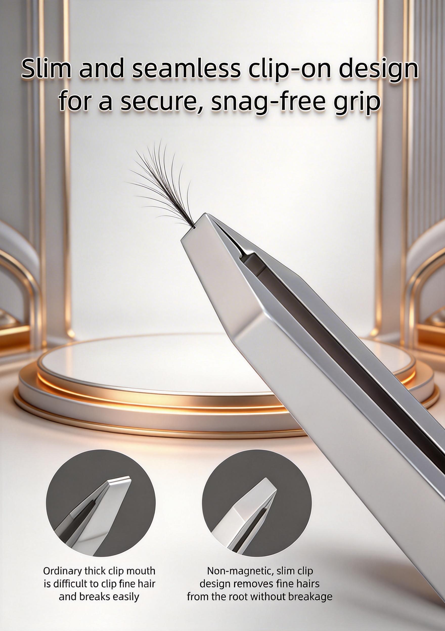 High-precision stainless steel eyebrow tweezers and nose hair tweezers for men, equipped with a small stainless steel mirror—a home grooming tool for shaping eyebrows and removing nose hairs.