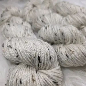 KS Fiber Arts Hand Dyed Aran Tweed Yarn | Oatmeal Superwash Merino Donegal Nep | Rustic Wool for Sweater, Shawl, Hat & Mitts